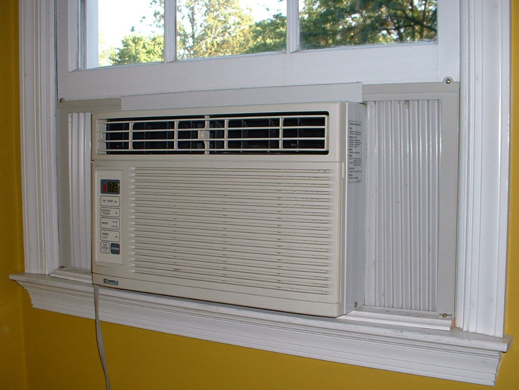A window air conditioner used to represent the concept of how to install window air conditioner insulation.
