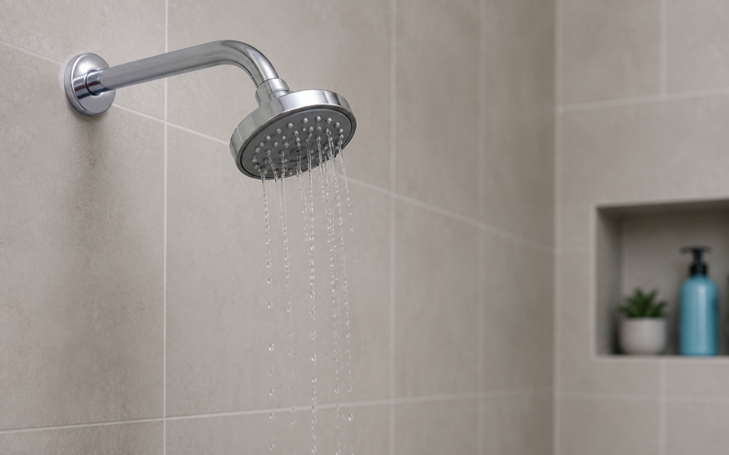 A low water showerhead showing how Phoenix homeowners can actually diagnose and fix low water pressure
